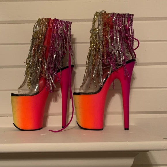 fringe stripper heels